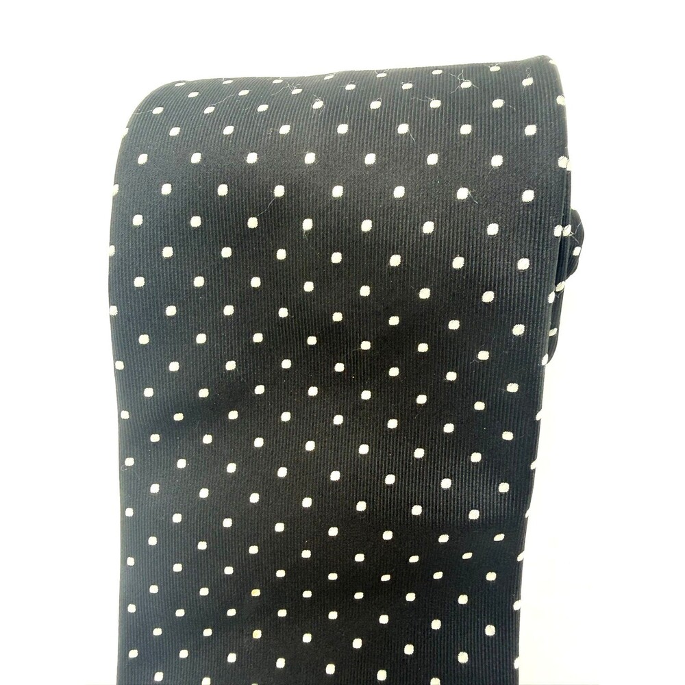 Brooks Brothers 346 Silk Tie Mens Black White Polka Dot Micro Spot Woven USA - Picture 2 of 6